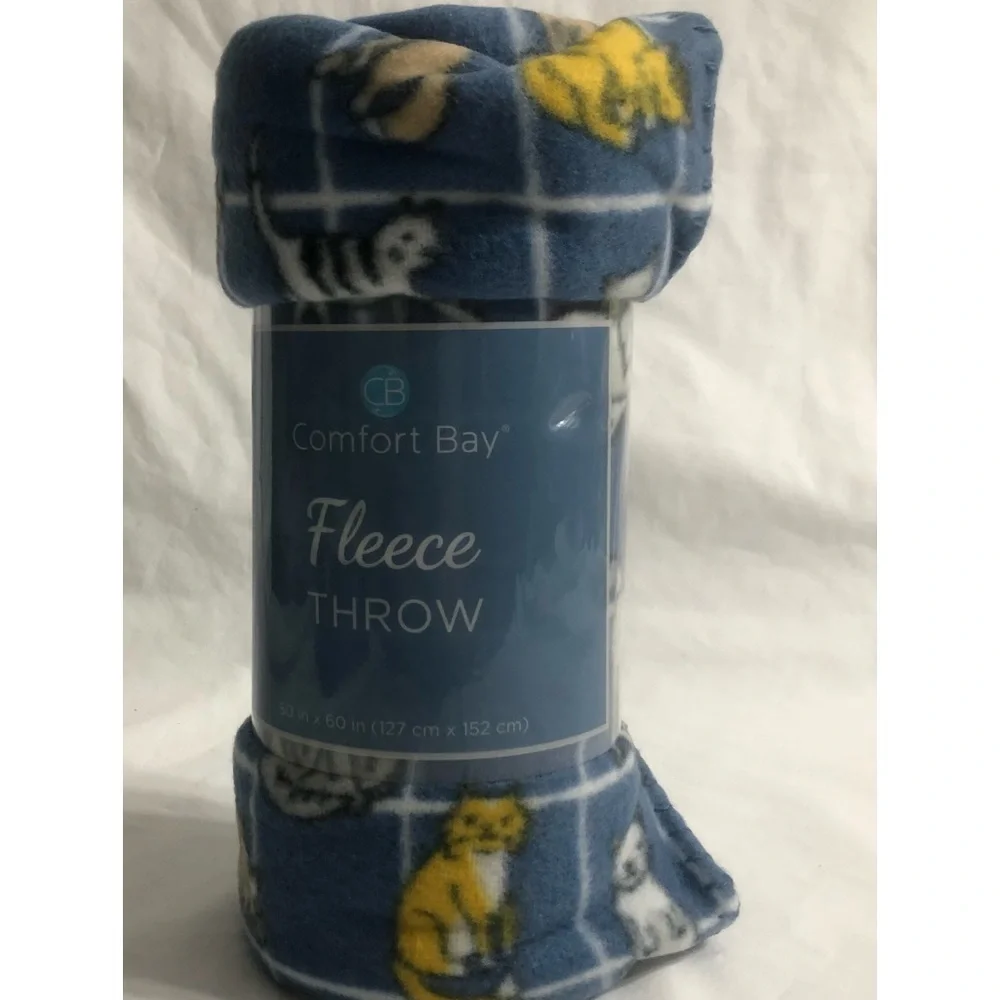 Fleece Throw varies  kitten graphics blue . 50in x 60in